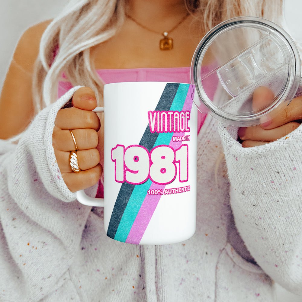 Personalized Birth Year 1980's Retro Insulated Travel Mug - Loftipop