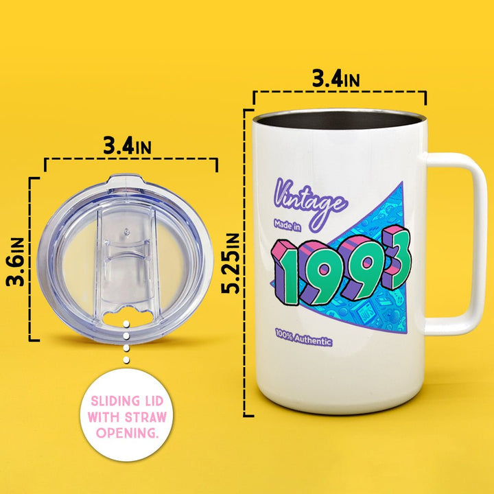 Personalized Birth Year 1990's Retro Insulated Travel Mug - Loftipop