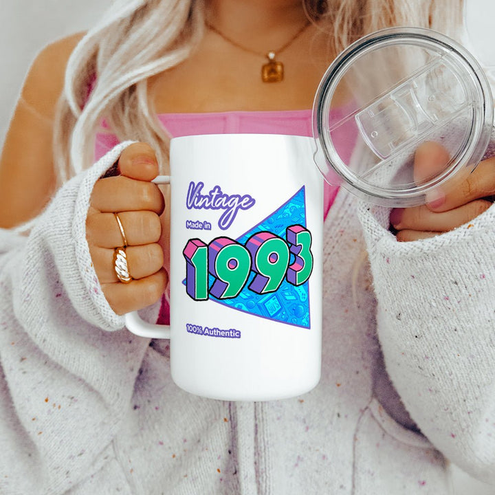 Personalized Birth Year 1990's Retro Insulated Travel Mug - Loftipop