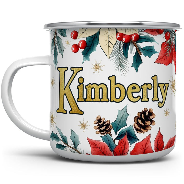 Personalized Name Christmas Floral Camp Mug - Loftipop