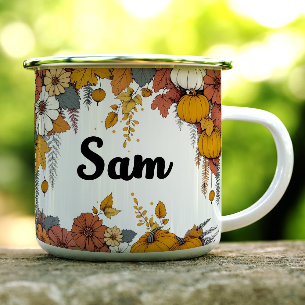 Personalized Name Fall Floral Camp Mug - Loftipop