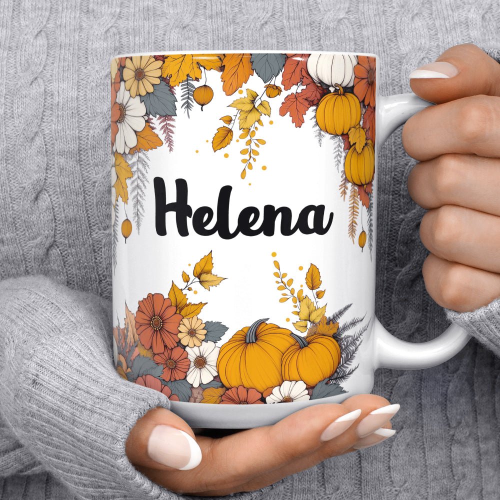 Personalized Name Fall Floral Mug - Loftipop