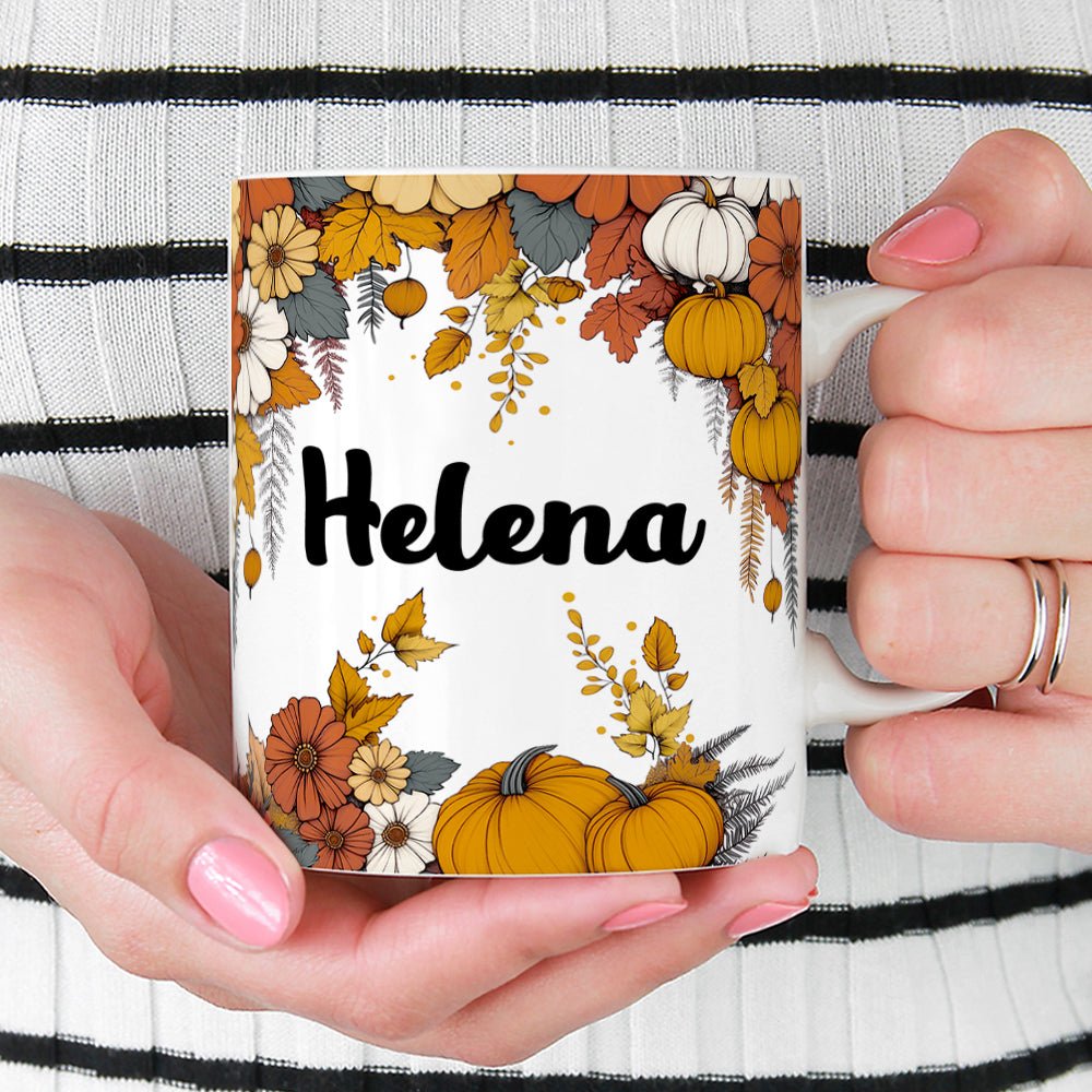 Personalized Name Fall Floral Mug - Loftipop