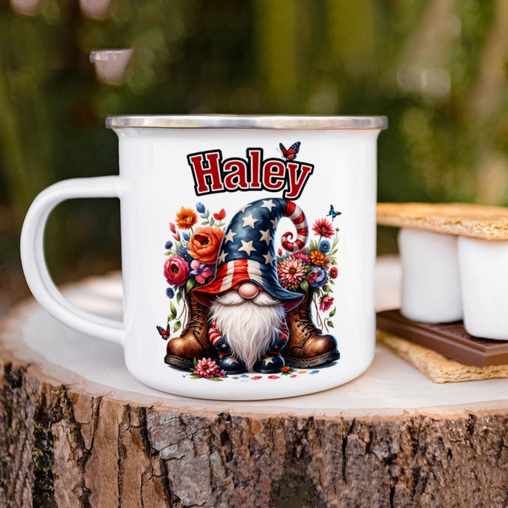 Personalized Name Patriotic Gnome Camp Mug - Loftipop