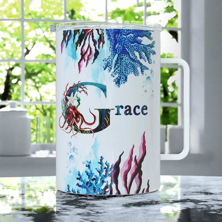 Personalized Name Sea Life Insulated Travel Mug - Loftipop