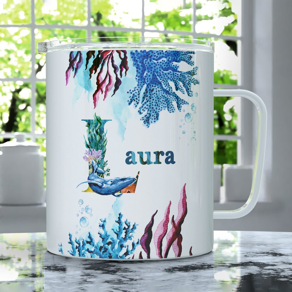 Personalized Name Sea Life Insulated Travel Mug - Loftipop