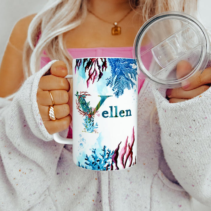 Personalized Name Sea Life Insulated Travel Mug - Loftipop