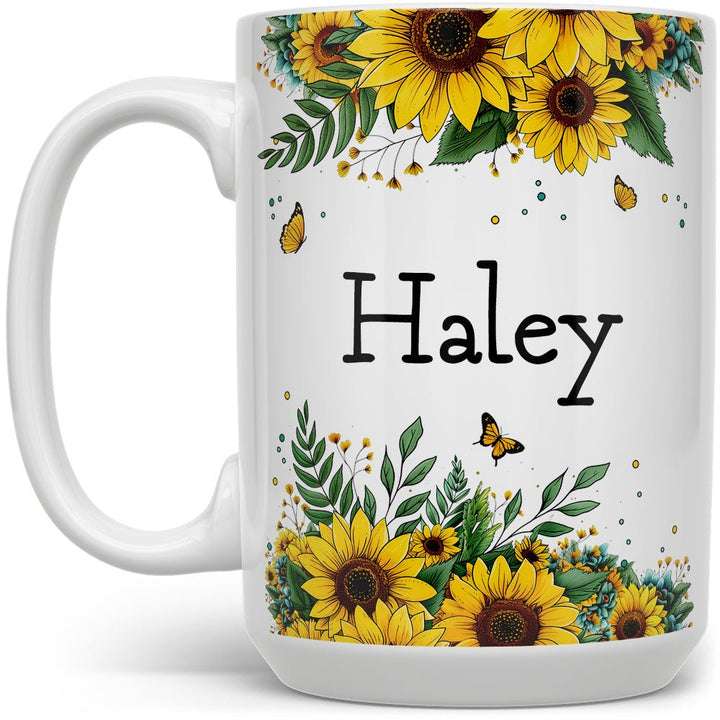 Personalized Name Sunflower Mug - Loftipop