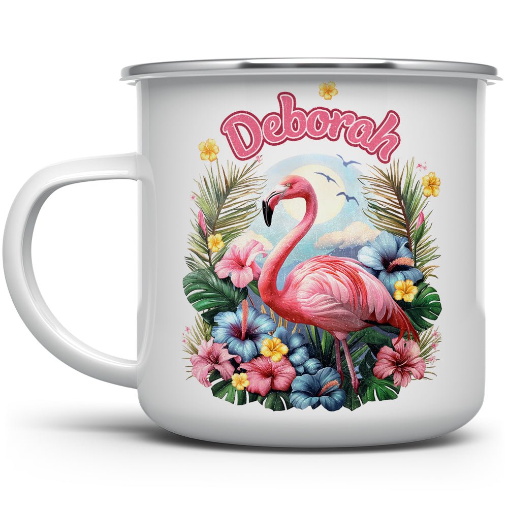 Personalized Name Tropical Flamingo Camp Mug - Loftipop
