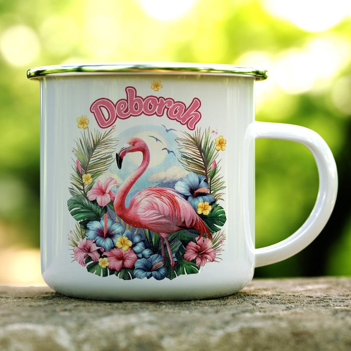 Personalized Name Tropical Flamingo Camp Mug - Loftipop