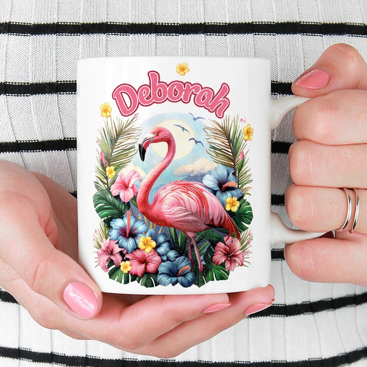 Personalized Name Tropical Flamingo Mug - Loftipop