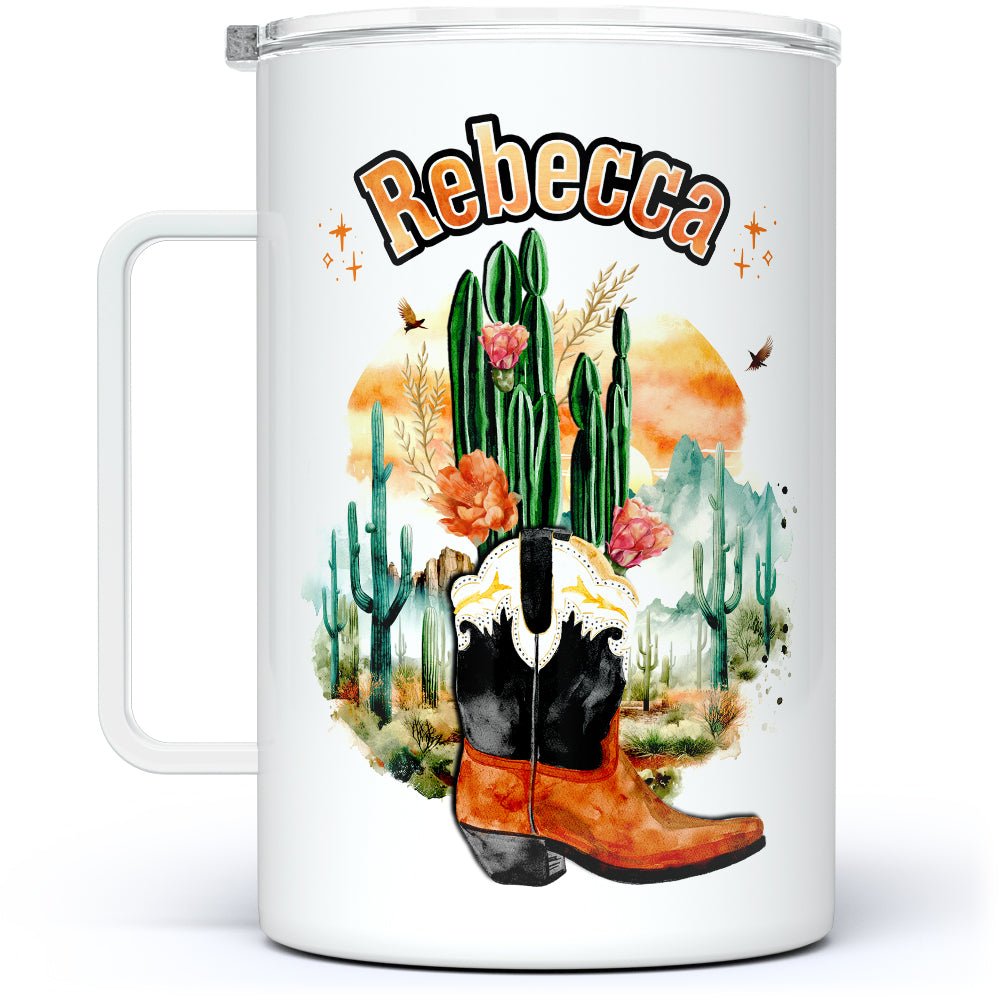 Personalized Name Western Insulated Travel Mug - Loftipop