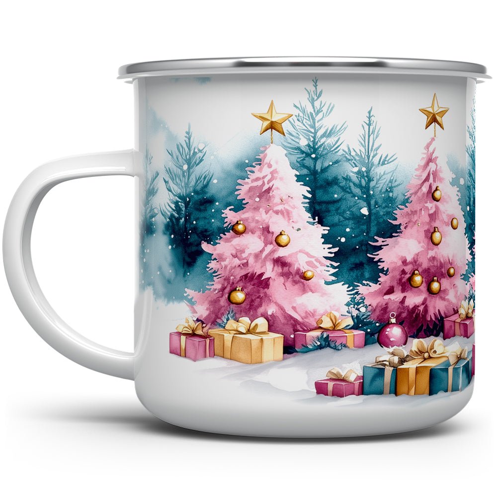 Pink Holiday Trees Camp Mug - Loftipop