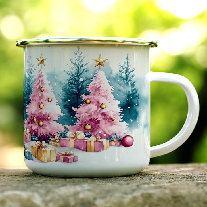 Pink Holiday Trees Camp Mug - Loftipop