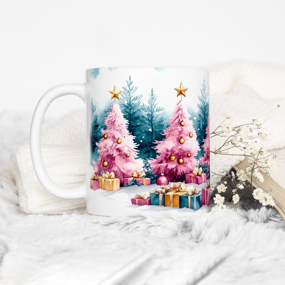 Pink Holiday Trees Mug - Loftipop