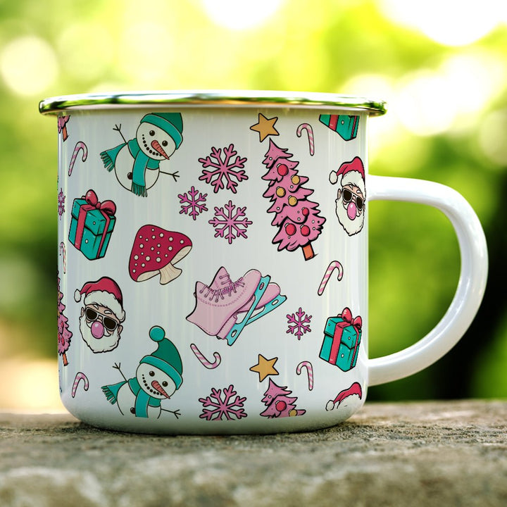 Retro Christmas Pattern Camp Mug - Loftipop