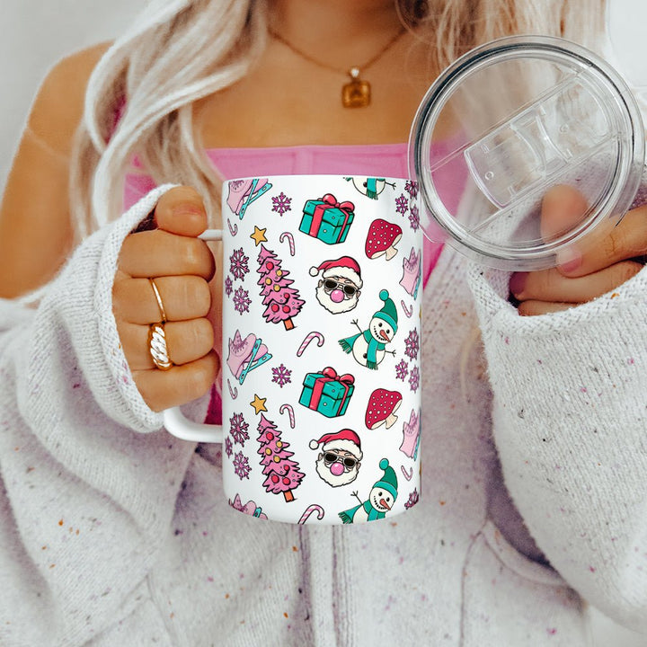 Retro Christmas Pattern Insulated Travel Mug - Loftipop