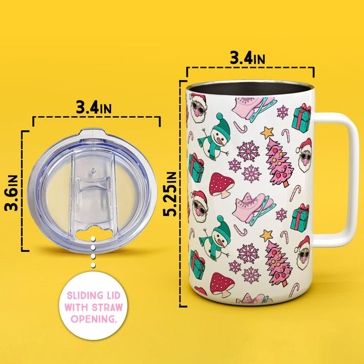 Retro Christmas Pattern Insulated Travel Mug - Loftipop