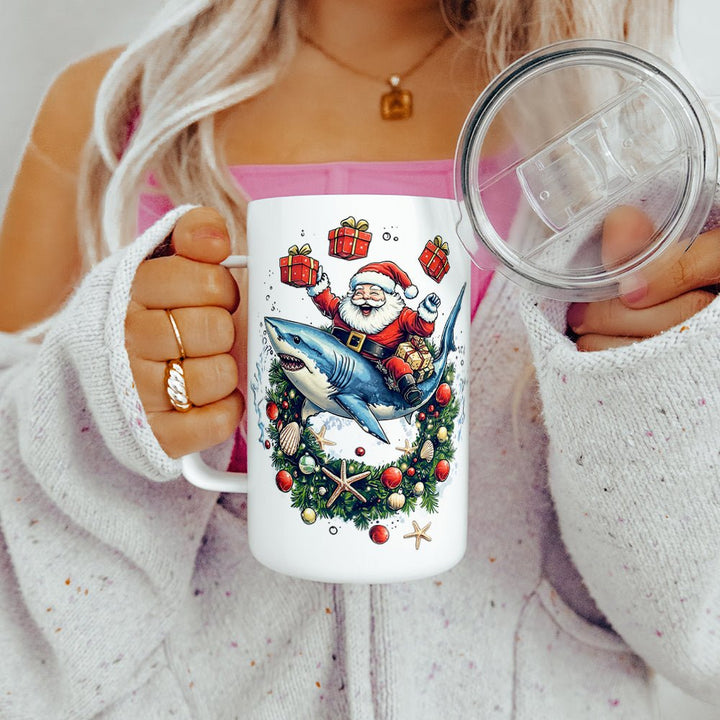 Santa Shark Insulated Travel Mug - Loftipop