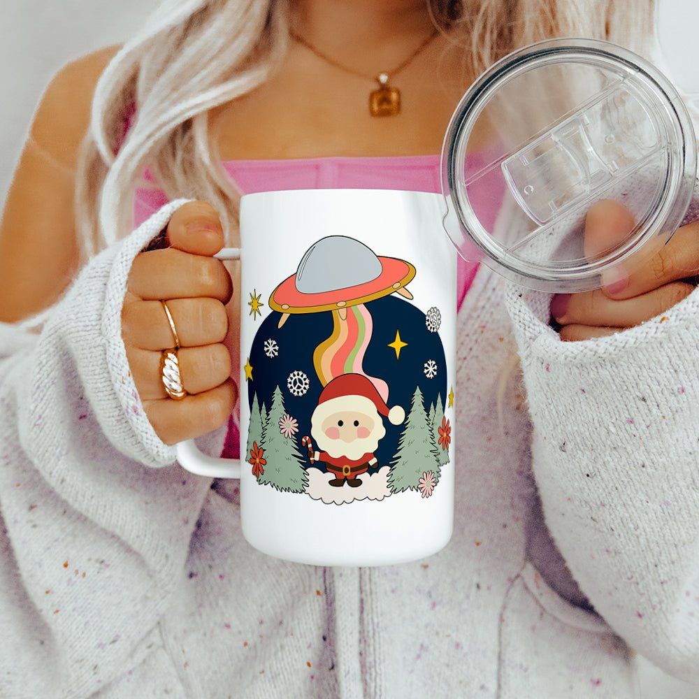 Santa UFO Abduction Insulated Travel Mug - Loftipop