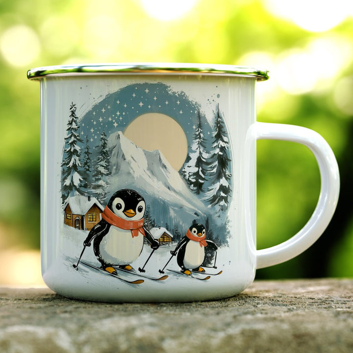 Skiing Penguins Camp Mug - Loftipop