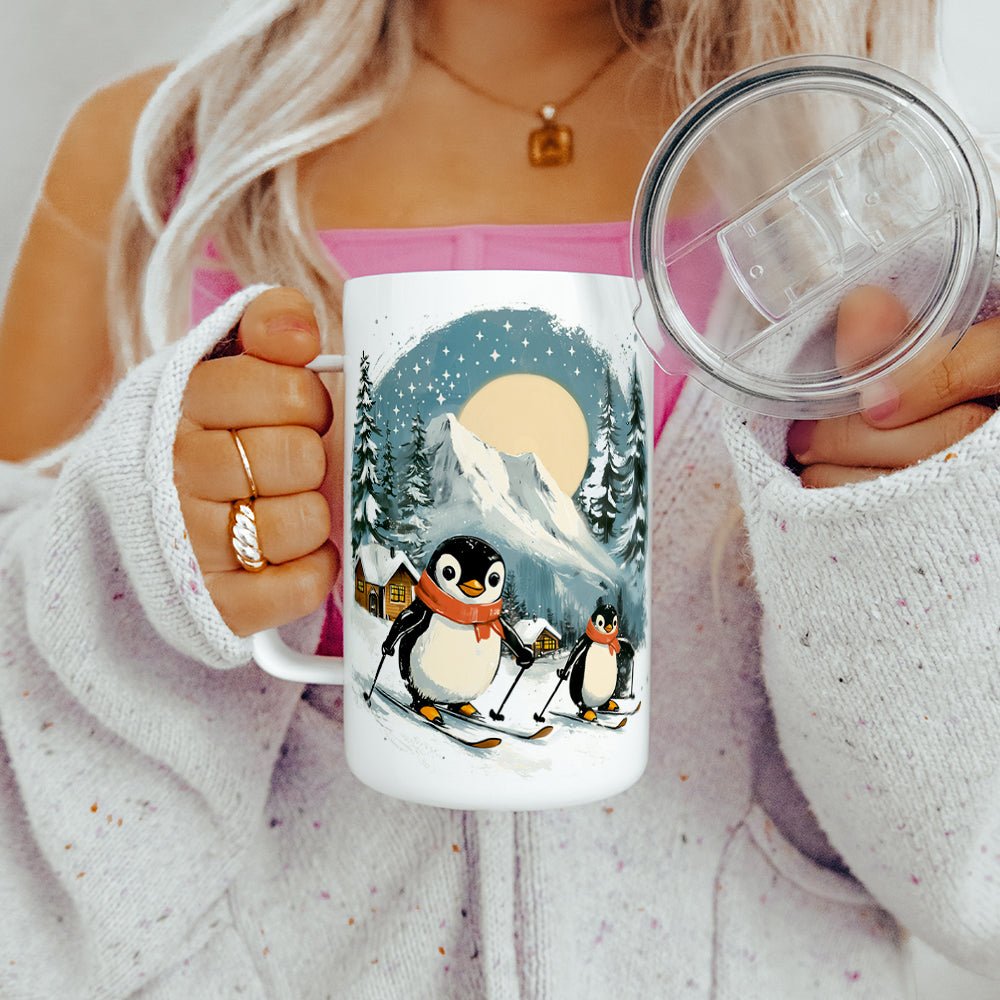 Skiing Penguins Insulated Travel Mug - Loftipop