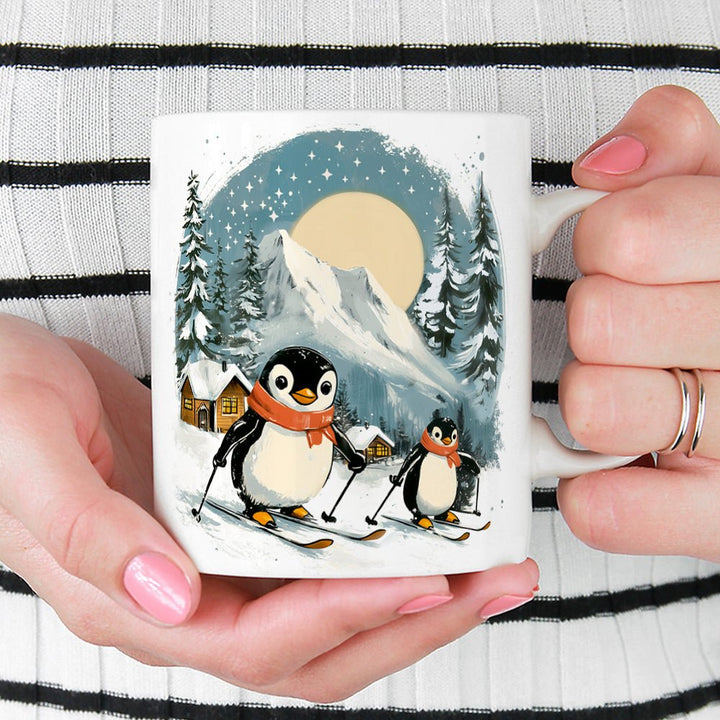 Skiing Penguins Mug - Loftipop