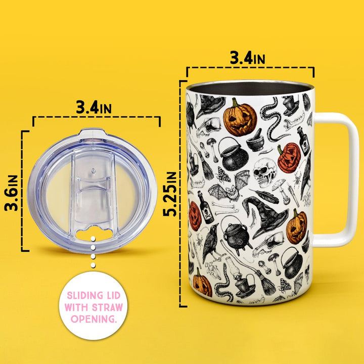 Spooky Halloween Pattern Insulated Travel Mug - Loftipop