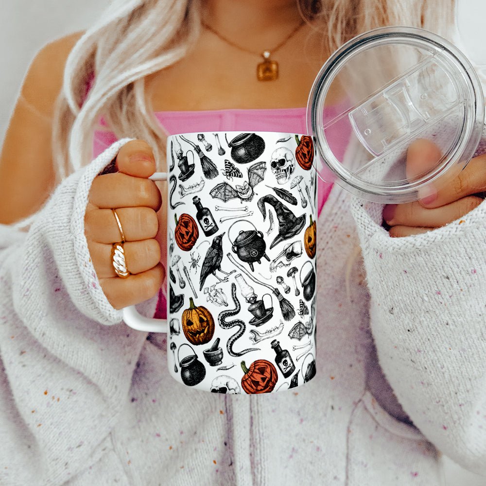 Spooky Halloween Pattern Insulated Travel Mug - Loftipop