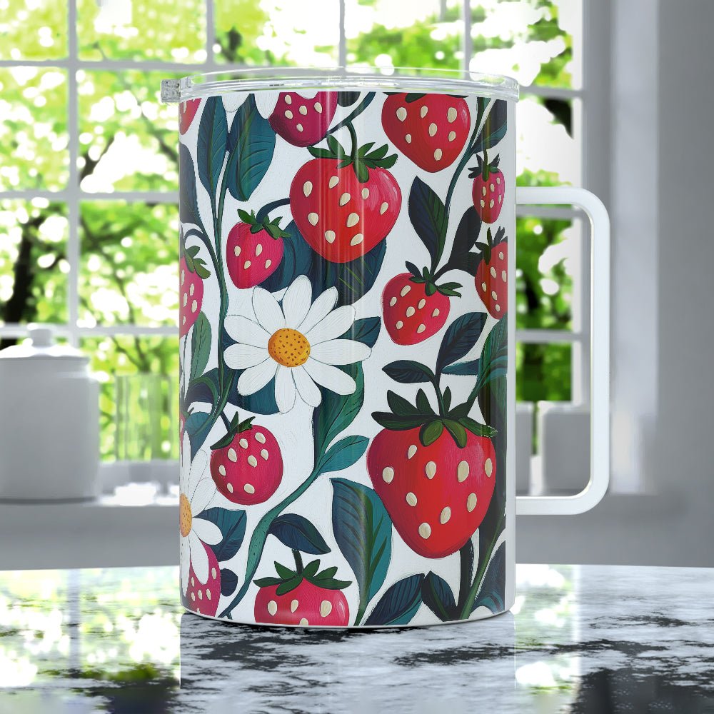 Strawberry Floral Insulated Travel Mug - Loftipop