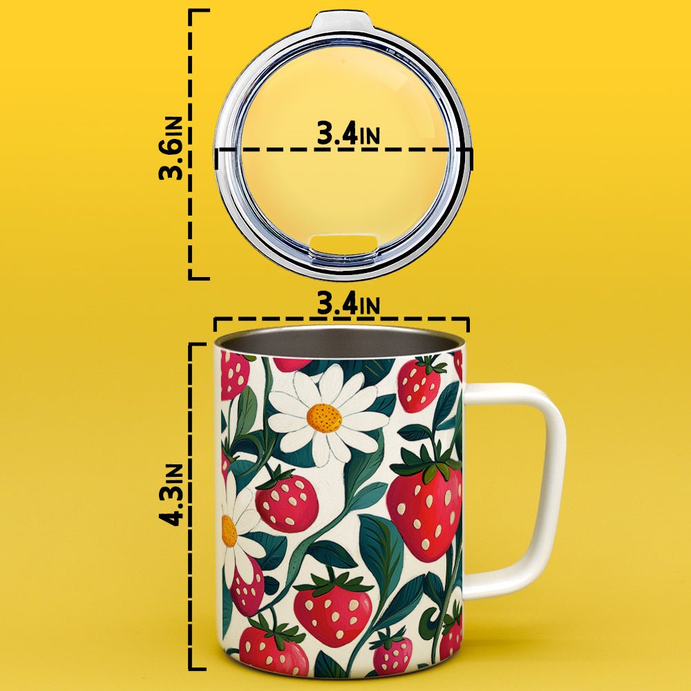 Strawberry Floral Insulated Travel Mug - Loftipop