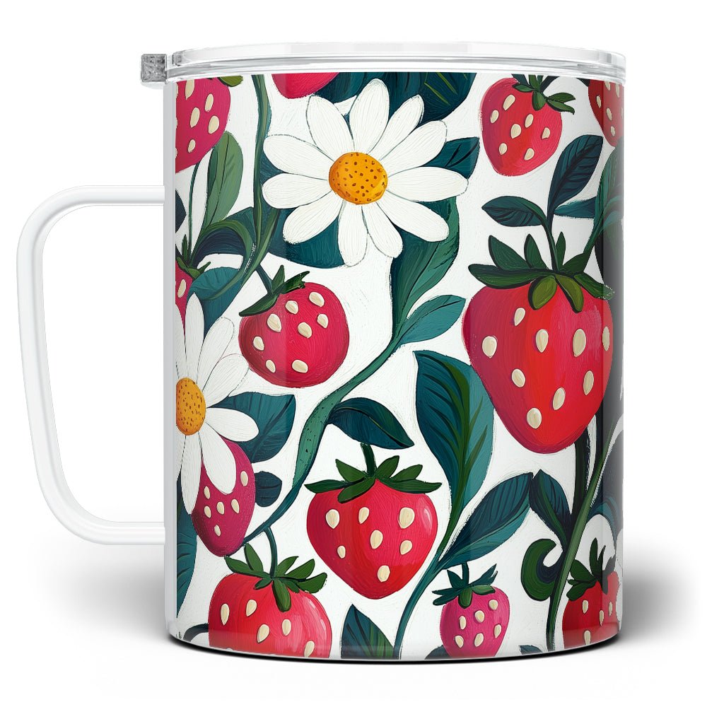 Strawberry Floral Insulated Travel Mug - Loftipop