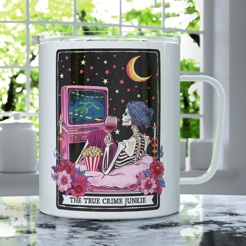 The True Crime Junkie Tarot Card Insulated Travel Mug - Loftipop