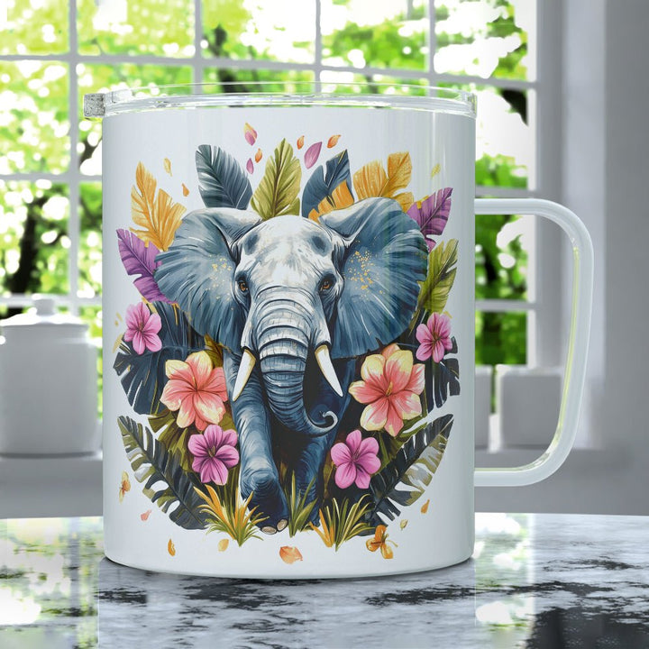 Tropical Elephant Insulated Travel Mug - Loftipop