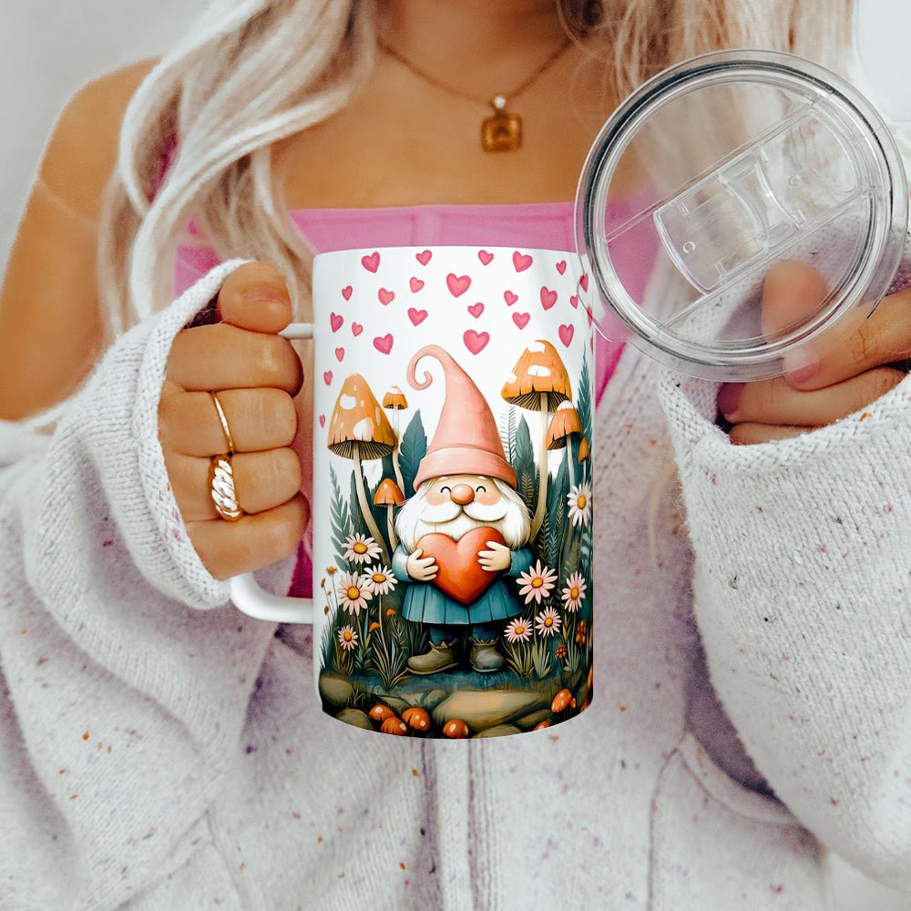 Valentine Garden Gnome Insulated Travel Mug - Loftipop