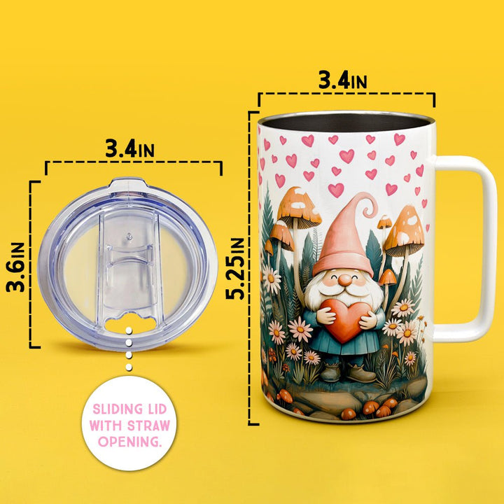 Valentine Garden Gnome Insulated Travel Mug - Loftipop