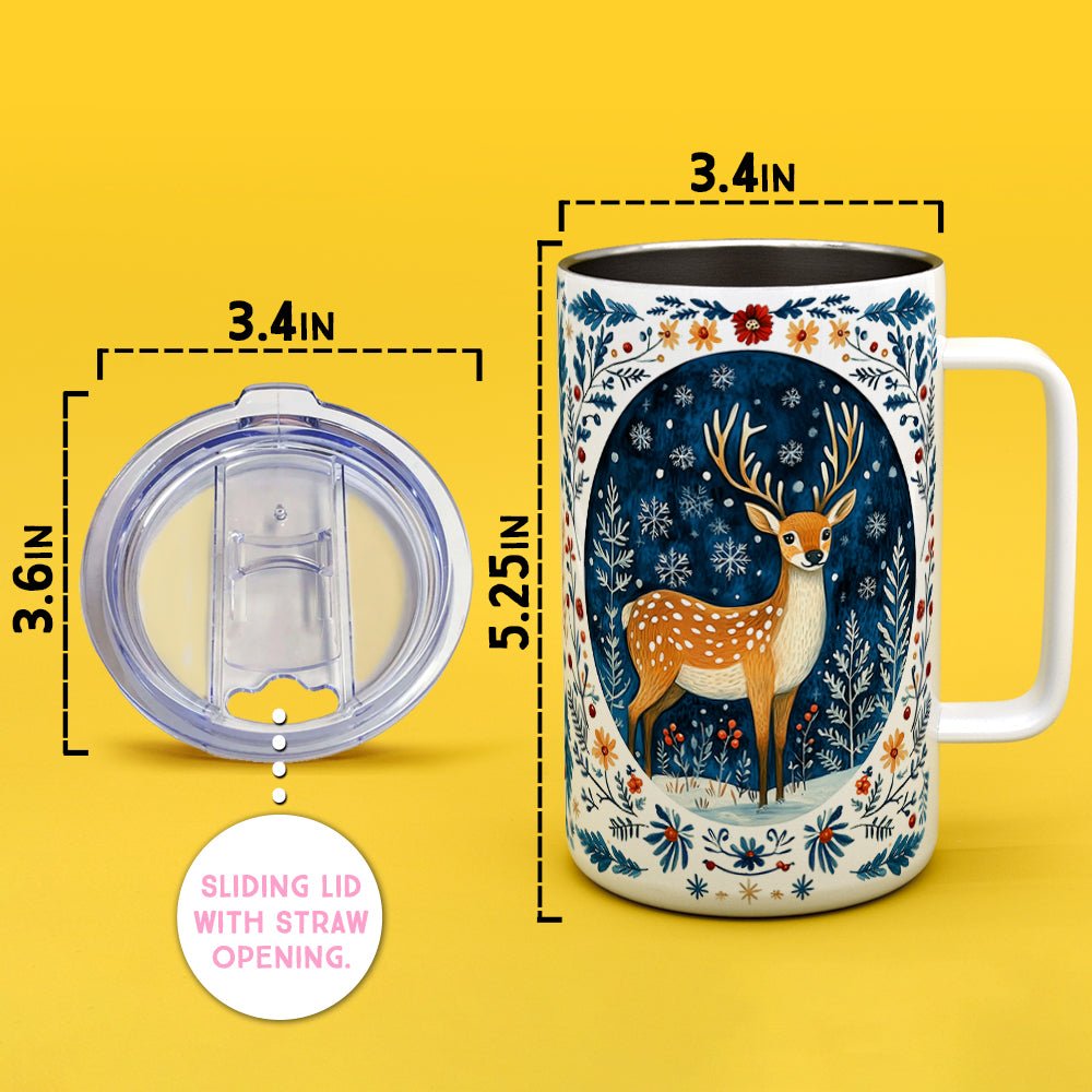 Winter Woodland Deer Insulated Travel Mug - Loftipop