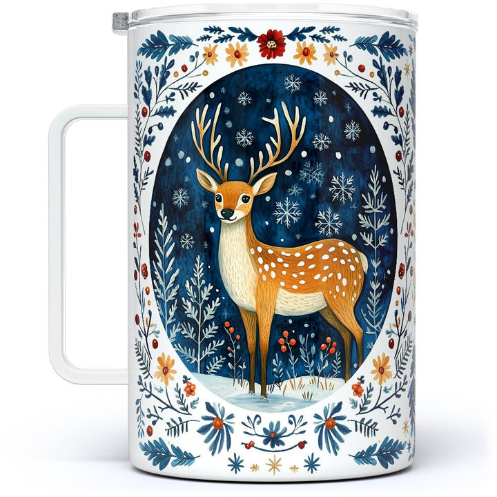 Winter Woodland Deer Insulated Travel Mug - Loftipop