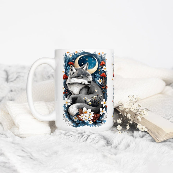 Winter Woodland Sleeping Wolf Mug - Loftipop