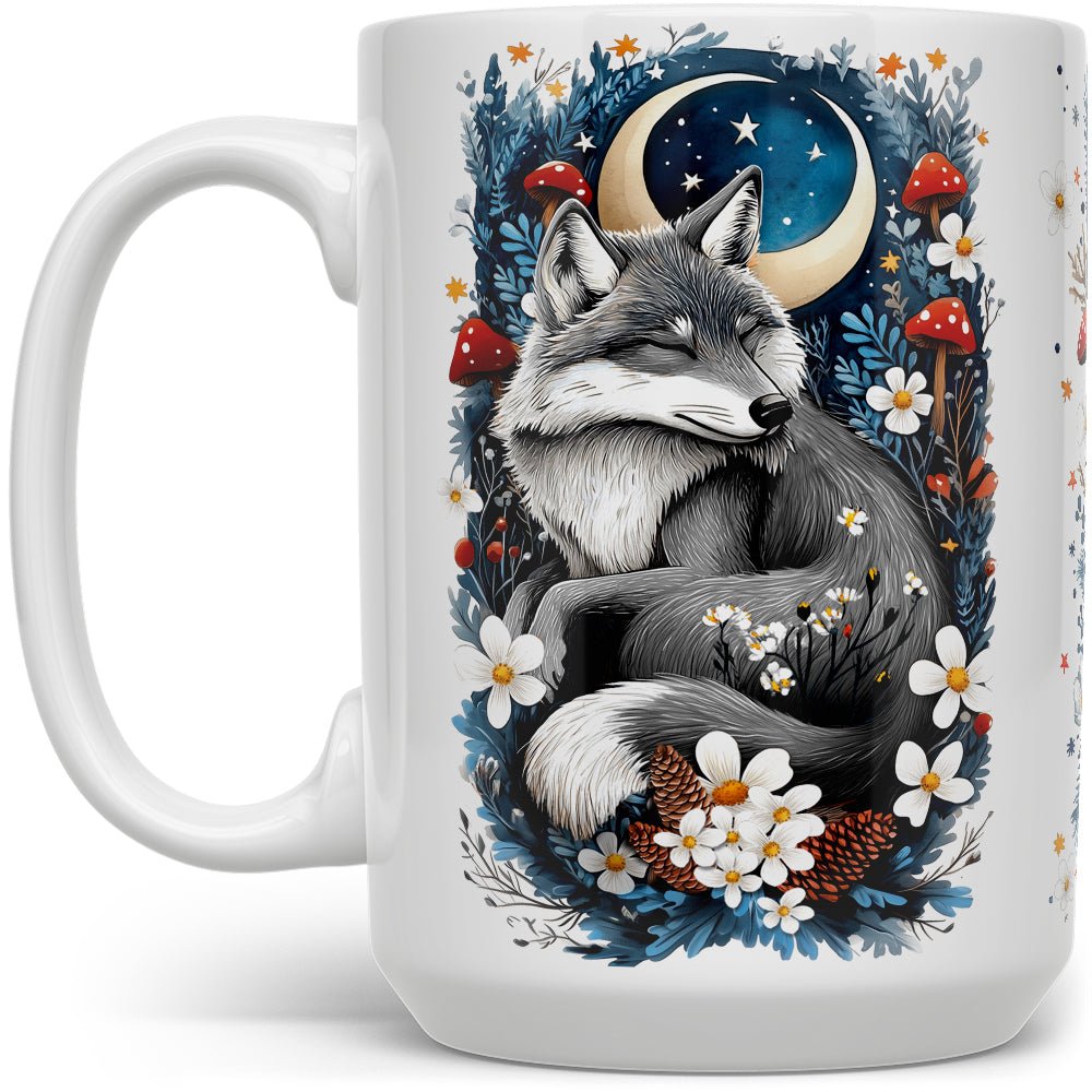 Winter Woodland Sleeping Wolf Mug - Loftipop