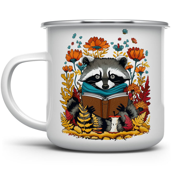 Woodland Fall Reading Raccoon Camp Mug - Loftipop