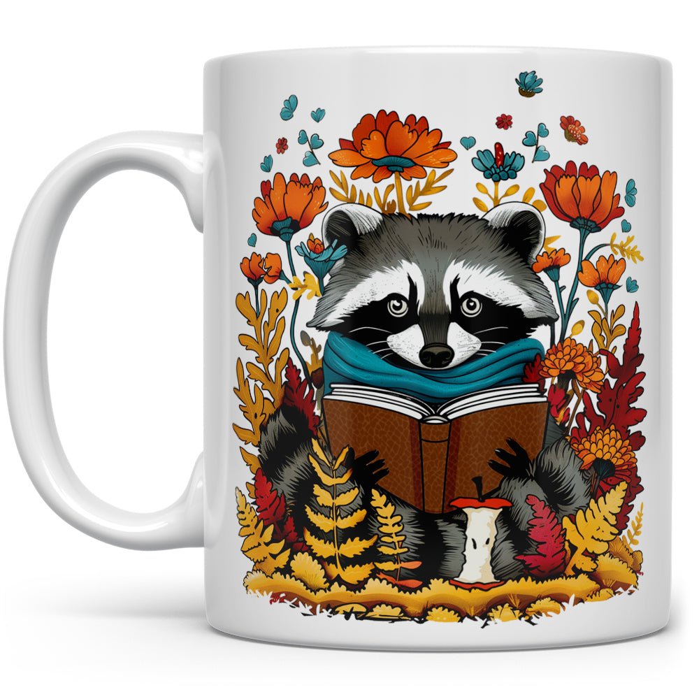 Woodland Fall Reading Raccoon Mug - Loftipop