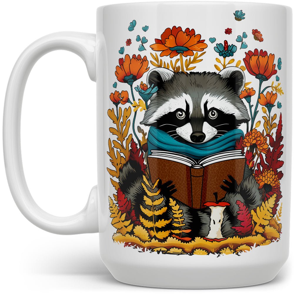 Woodland Fall Reading Raccoon Mug - Loftipop