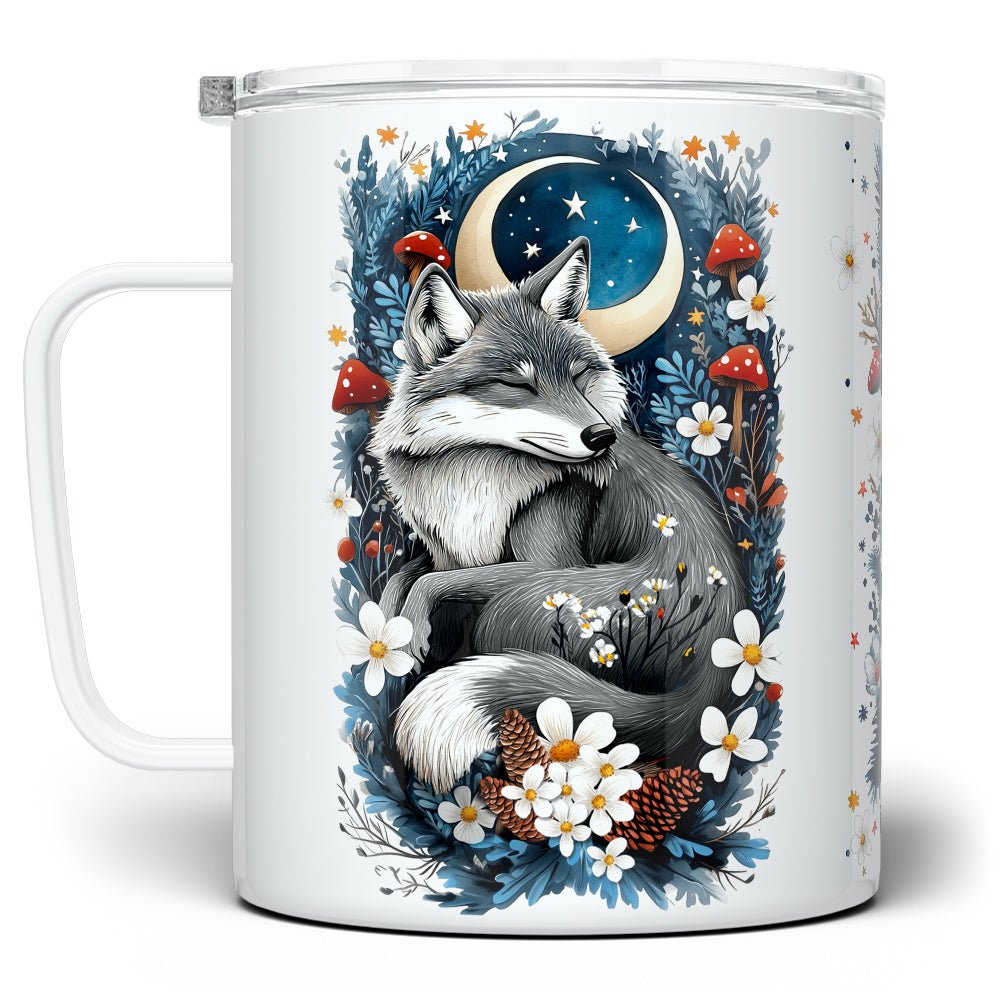 Woodland Winter Sleeping Wolf Insulated Travel Mug - Loftipop