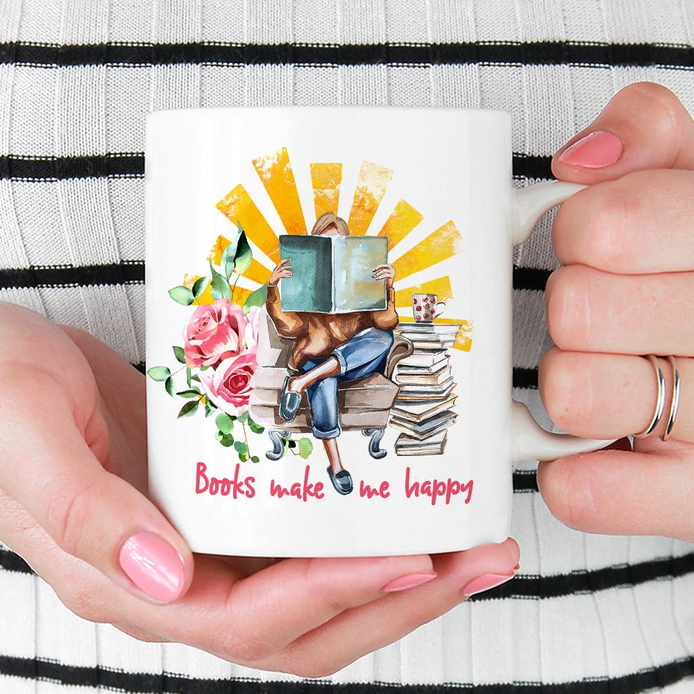 Books Make Me Happy Mug - Loftipop