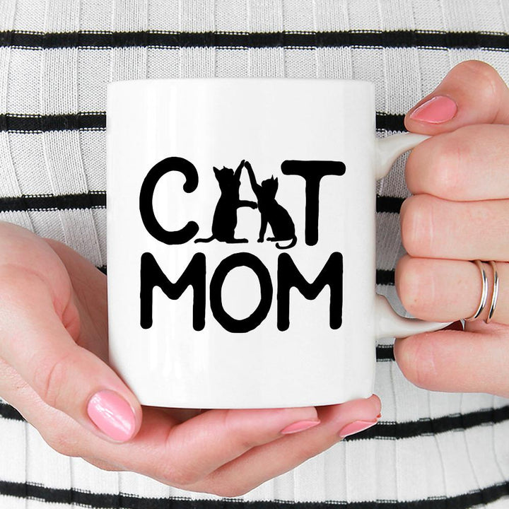 Cat Mom Mug held by hands - Loftipop