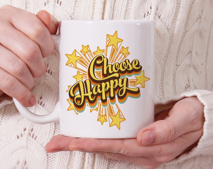 Choose Happy Mug held by hands