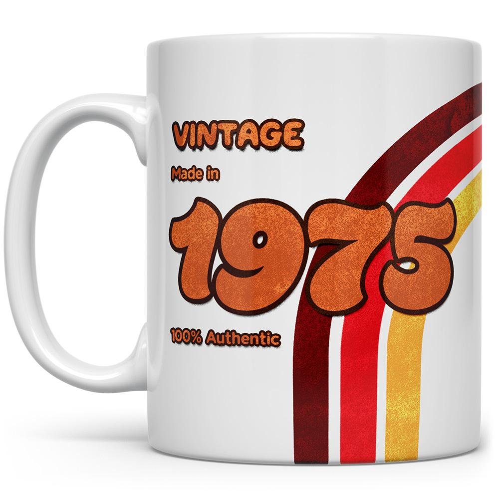 Custom Birth Year 1970's Retro Vintage Coffee Mug on white background