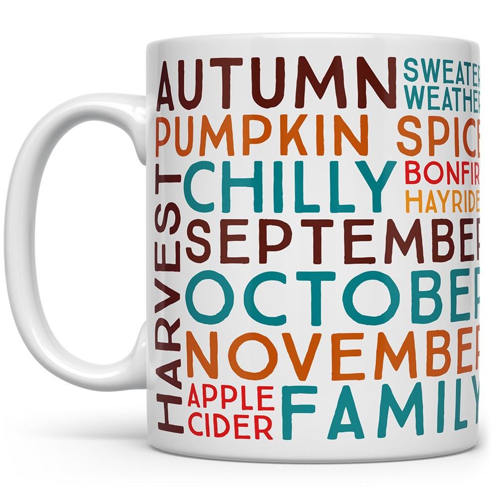 Fall Autumn Mug with seasonal phrases in different colors - Loftipop