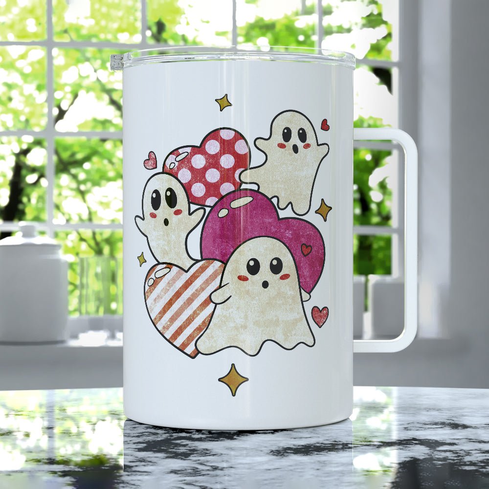 Ghosts and Hearts Insulated Travel Mug - Loftipop